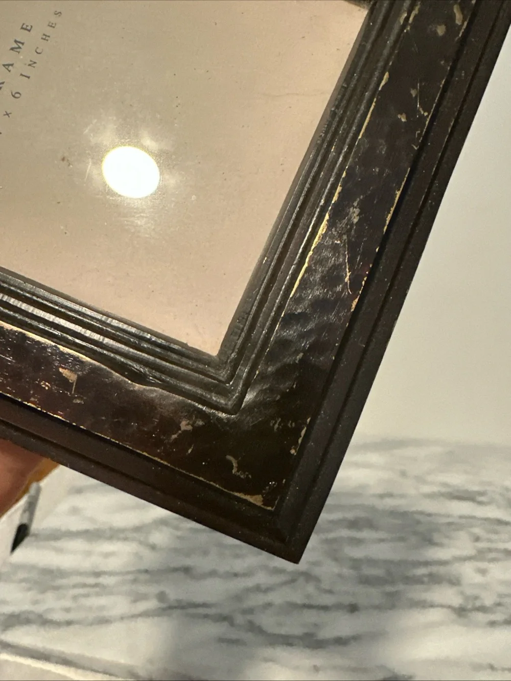 Classic Dark Brown Hammered Metal Picture Frame - 4x6 wood back heavy
